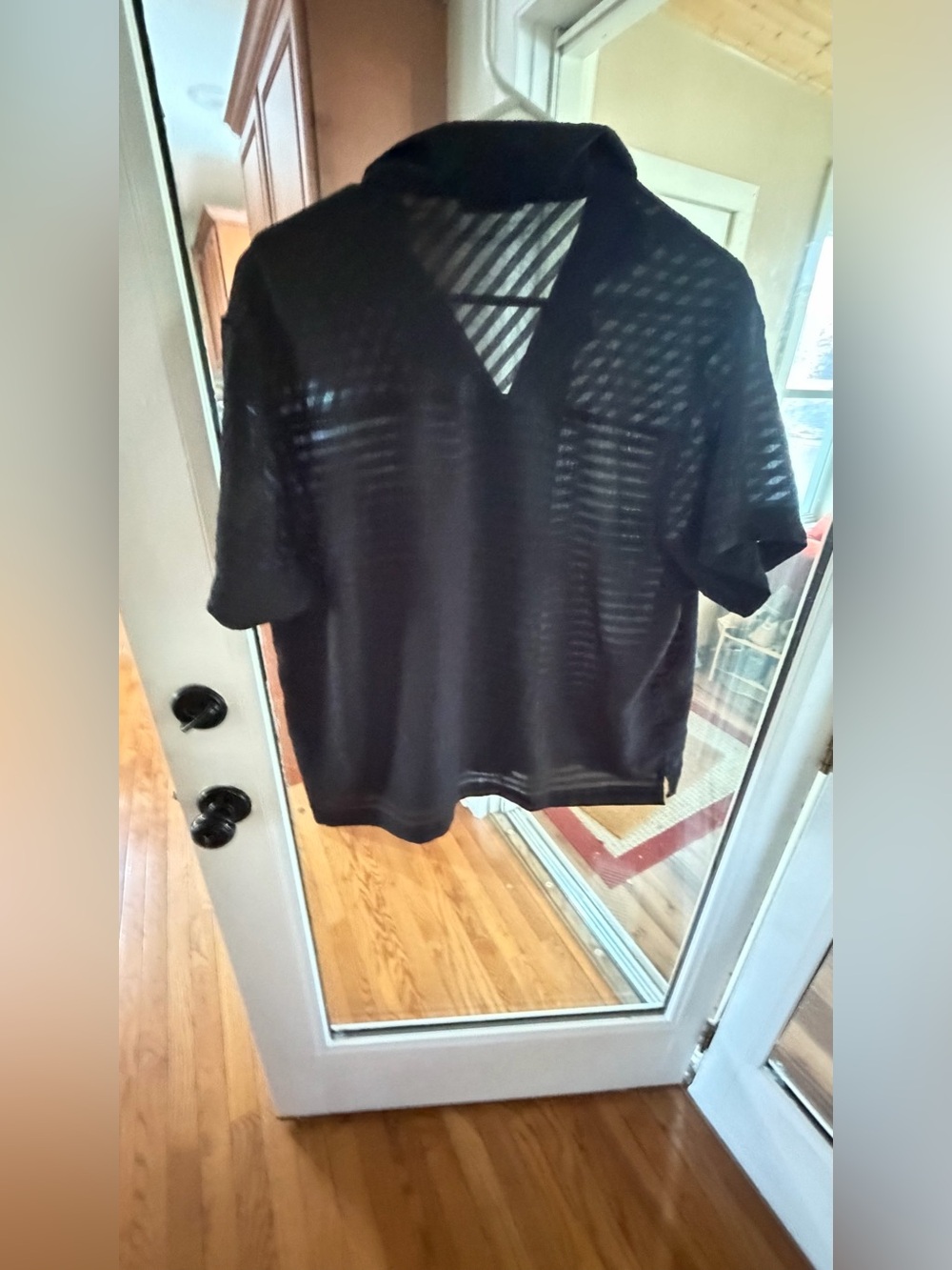 Vintage Size Large 💯 Silk Allyson Whitmore Black Sheer Button-Up Top - Picture 4 of 11